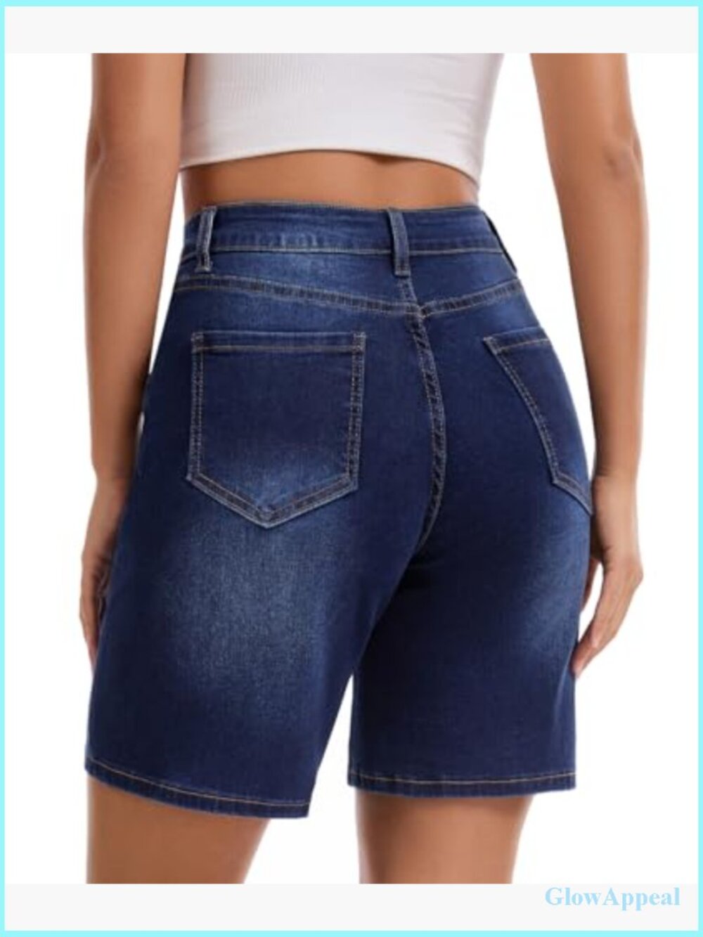High Waisted Denim Bermuda Shorts Stretchy Wide Leg Summer Jorts - Picture 5 of 7